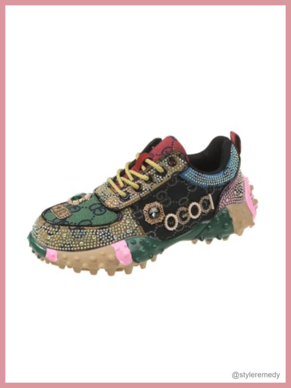 Rhinestone High-Top Platform Sneakers 1.5 Inch Height Boost Party
